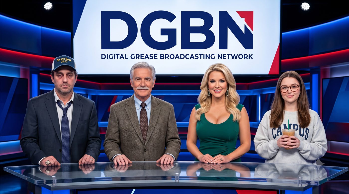 The DGBN anchor team at the news desk
